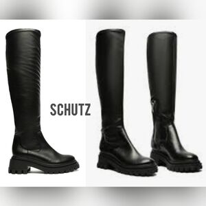 Schutz Kendy Up Leather Boot Color Black Size 10B NWB